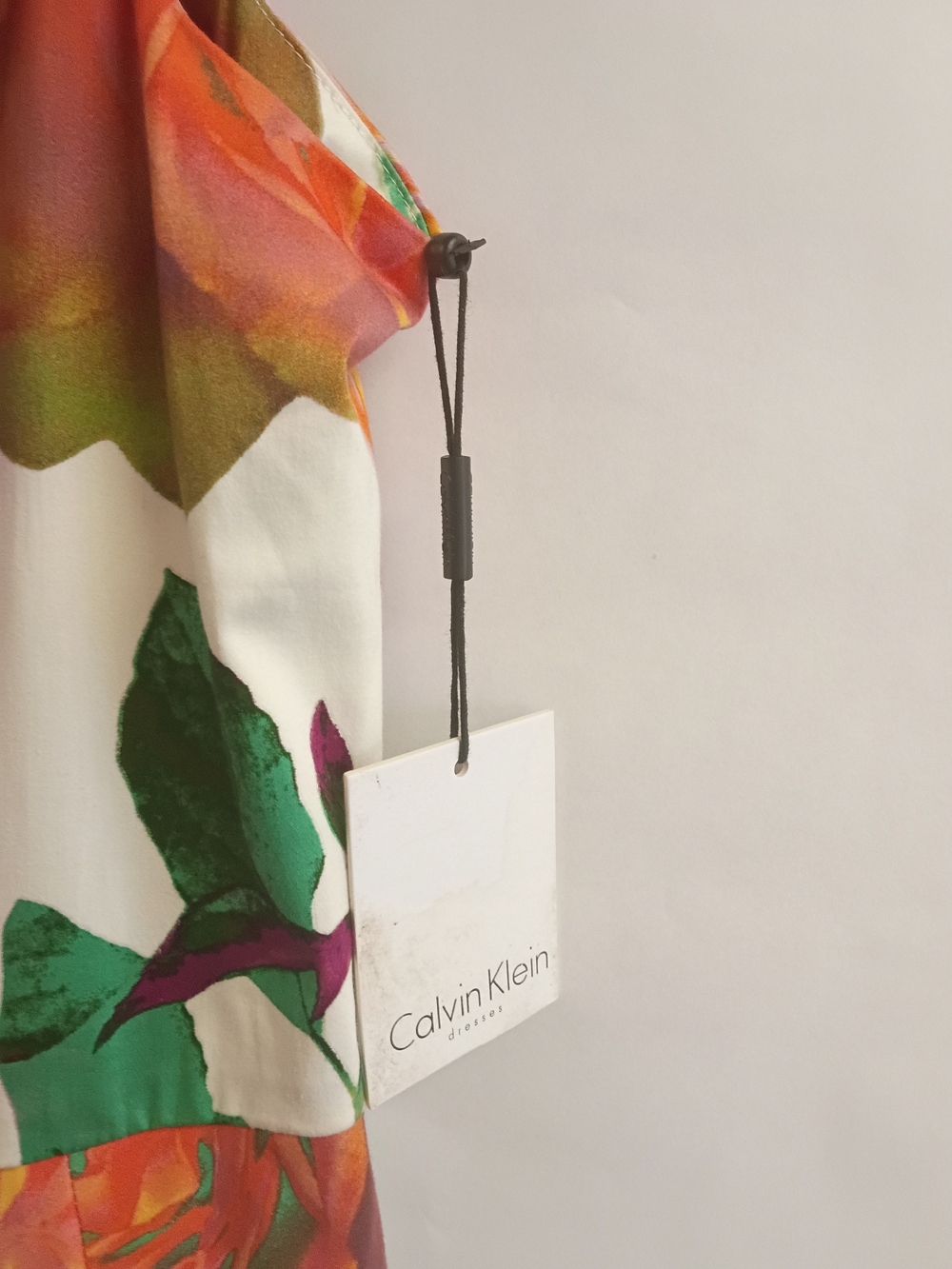 Calvin Klein Floral Midi Dress in Cream, Purple, Pink, Orange, Green - Picture 4 of 6